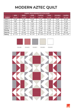 Load image into Gallery viewer, Looking for a fresh, modern quilt pattern? This 5-colour Aztec-inspired quilt is a stunner in pinks, gray, and white—creating a chic mod rose vibe! The simplified palette makes fabric pulling easy while still delivering a bold, geometric design perfect for modern decor.