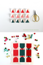 Load image into Gallery viewer, Pop, sew, and celebrate! This PDF quilt pattern brings holiday joy to every stitch. Use it in stockings, runners, or as part of a festive quilt. #ChristmasDecorDIY #SewingInspiration