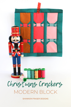 Load image into Gallery viewer, Sew the season bright with this fun and festive Christmas Crackers quilt block pattern – perfect for stockings, table runners, and holiday quilts! #HolidaySewing #ModernQuilting