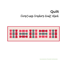 Load image into Gallery viewer, A holiday classic, reimagined in fabric! Download the Christmas Crackers quilt block PDF and start stitching handmade cheer today. #DIYChristmasDecor #ModernQuiltBlock