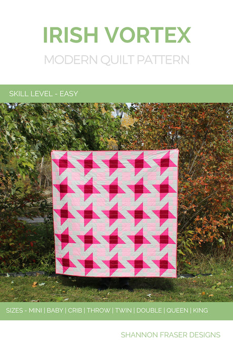 Irish Vortex Quilt Pattern (PDF) | Modern Star quilt shown in throw size | Shannon Fraser Designs
