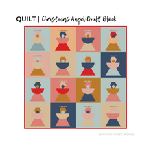 Load image into Gallery viewer, Turn your favorite holiday memories into fabric art with this angel-themed quilt block pattern. Includes templates, diagrams, and coloring page! #ChristmasCrafts #QuiltInspiration