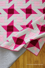 Load image into Gallery viewer, Irish Vortex Quilt Pattern (PDF) | Pink ombré star quilt | Shannon Fraser Designs