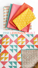 Load image into Gallery viewer, Pink Lemonade lap size quilt featuring Kona Cotton, Blueberry Park and Cotton and Steel fabrics.