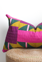 Load image into Gallery viewer, Close up detail on the Shattered Star quilted lumbar pillow from Shannon Fraser Designs | PDF pattern #quilting
