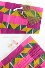 Load image into Gallery viewer, Shattered Star lumbar pillow before hand quilting and after being hand quilted | Shannon Fraser Designs |  Modern pattern #pillow