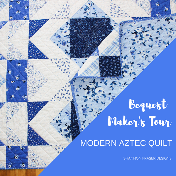 Modern Aztec Quilt Blue and White Version | Briar Hill Designs' Bequest Maker’s Tour