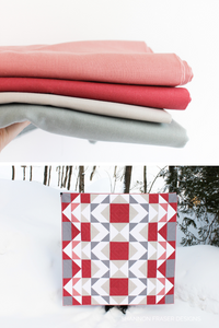 Create a clean and contemporary quilt with this 5-colour Modern Aztec pattern! With its eye-catching design and featured palette of blush pinks, stone gray, and crisp white, it adds modern romance to any room. A great stash buster or curated bundle project!