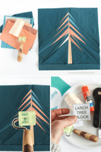 Load image into Gallery viewer, Larch tree block part of the Little Forest Block of the Month quilt pattern
