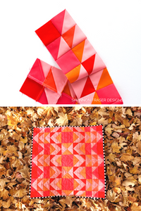 The Ode to Coral Modern Aztec quilt bursts with energy! Designed with 10 fabrics in coral, pink, and orange, this quilt uses strategic color placement for a vibrant ombré effect that adds depth and drama. A great choice for summer quilting or bold home décor.