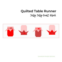 Load image into Gallery viewer, Jolly Jelly FPP Quilt Block pattern by Shannon Fraser Designs shown here in a table runner layout for a handmade custom table setting | Shannon Fraser Designs #quilting