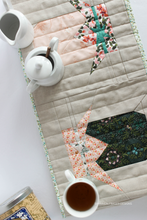 Load image into Gallery viewer, Jolly Jelly FPP quilt block featured here in Velvet fabric collection in a quilted table runner | Shannon Fraser Designs #quiltedtablerunner