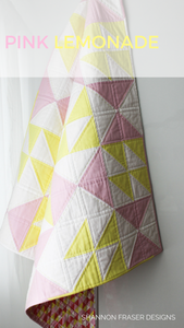 Pink Lemonade quilt pattern is an easy modern quilt pattern with 5 quilt sizes to choose from: baby , lap, double and queen. #modernnursery #quilting 