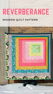 Modern log cabin quilt pattern to show off your favorite fabrics! Makes a generous lap size quilt 63"x63". Easy to make and perfect for beginner quilters. #modernquilting #modernquilts #quilters #diyhomedecor