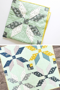 Winter Star Quilt Pattern by Shannon Fraser Designs is a beginner friendly star quilt pattern. Grab a fat quarter bundle plus some yardage to create a one of a kind quilt for your home décor. #babyquilt #modernquilt