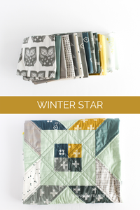 Winter Star Quilt Pattern by Shannon Fraser Designs - beginner friendly easy quilt pattern to help you dive into the world of quilting! Grab your favorite fat quarter bundle add in neutral background and you're on your way to creating an heirloom quilt for your family! #fatquarter #starquilt